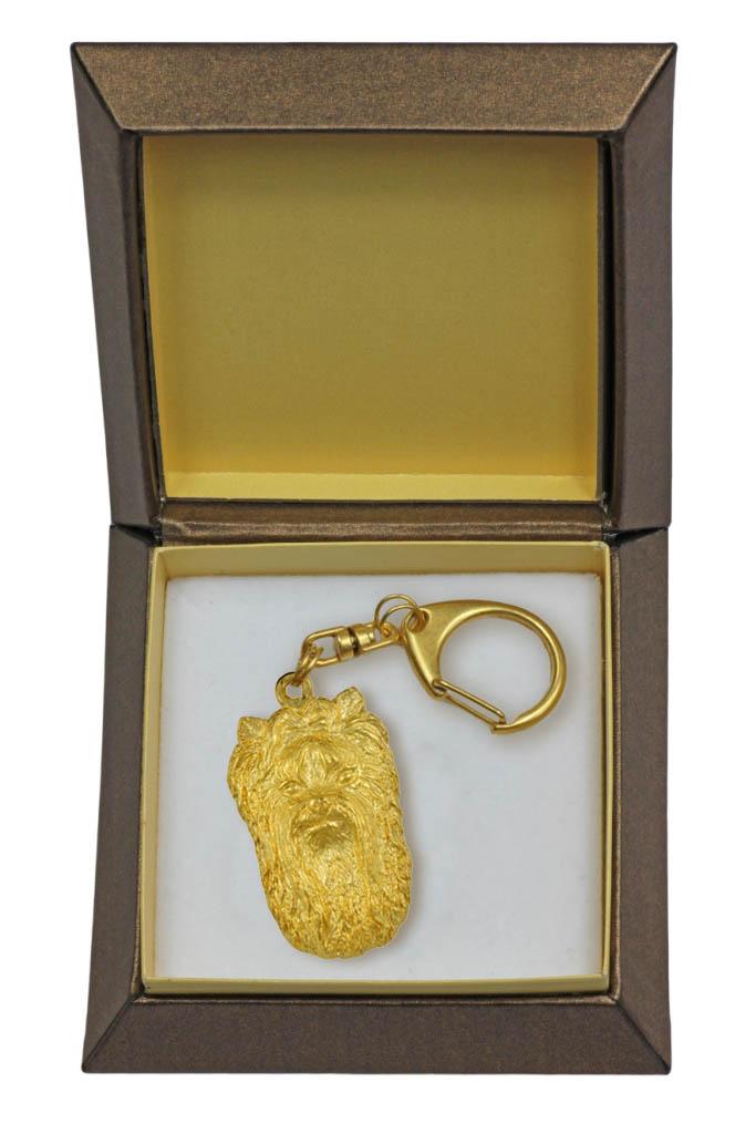 Yorkshire Terrier, Yorkie II - Gilded Key Ring with Dog In Gift Box, Handbag Decoration, Luxury Accessory by Art-Dog Brand