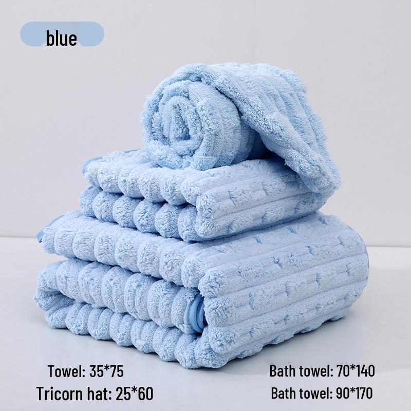 New Bamboo Fiber Extra-Large Thick Coral Fleece Bath Towel - Soft Couple's Style