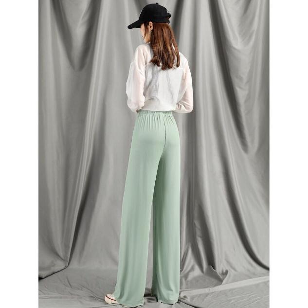 Women's Pants Ice Silk Wide-legged Pants Thin Section High Waist Loose Black Casual Dragging Pants