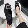 Весенние новые женские туфли на плоской подошве с квадратным носком и квадратной пряжкой, женские повседневные туфли без застежек, женская обувь для ходьбы на открытом воздухе