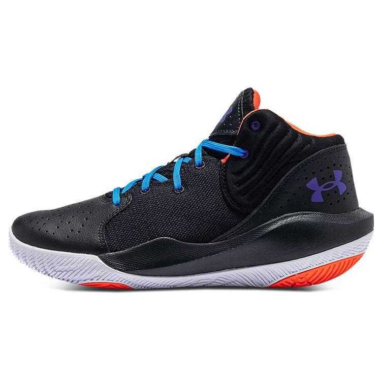 Under Armour Jet 21 Round Toe Lace-Up Shock Absorbing Breathable Wear-Resistant Non-Slip Mid-Top Basketball Shoes Men Sneaker Black 3024260-003