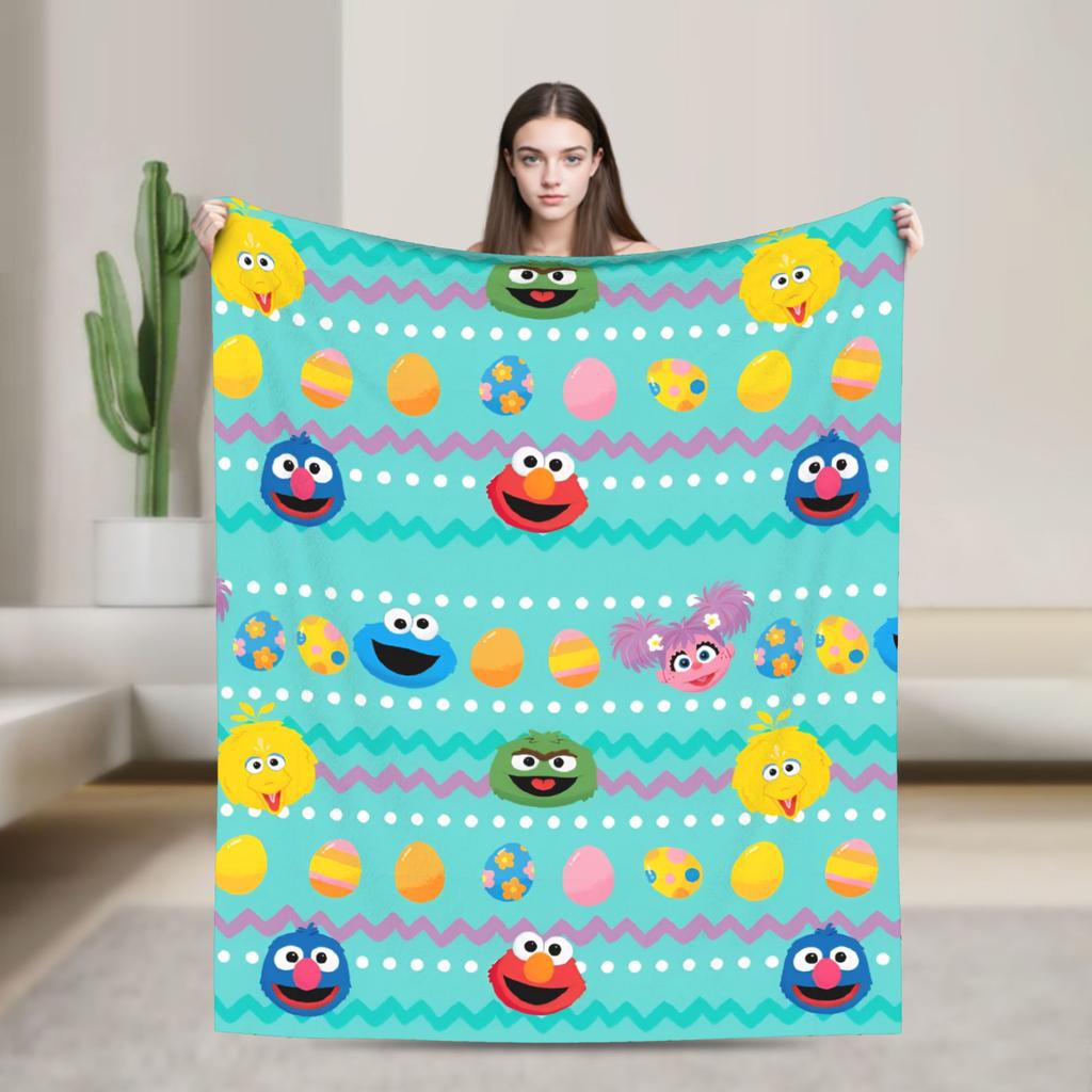 Christmas Present Pattern Blanket S-Sesames Streets Warm Soft Plush Throw Blanket For Couch Sofa Bed Flannel Bedspread Bed Cover