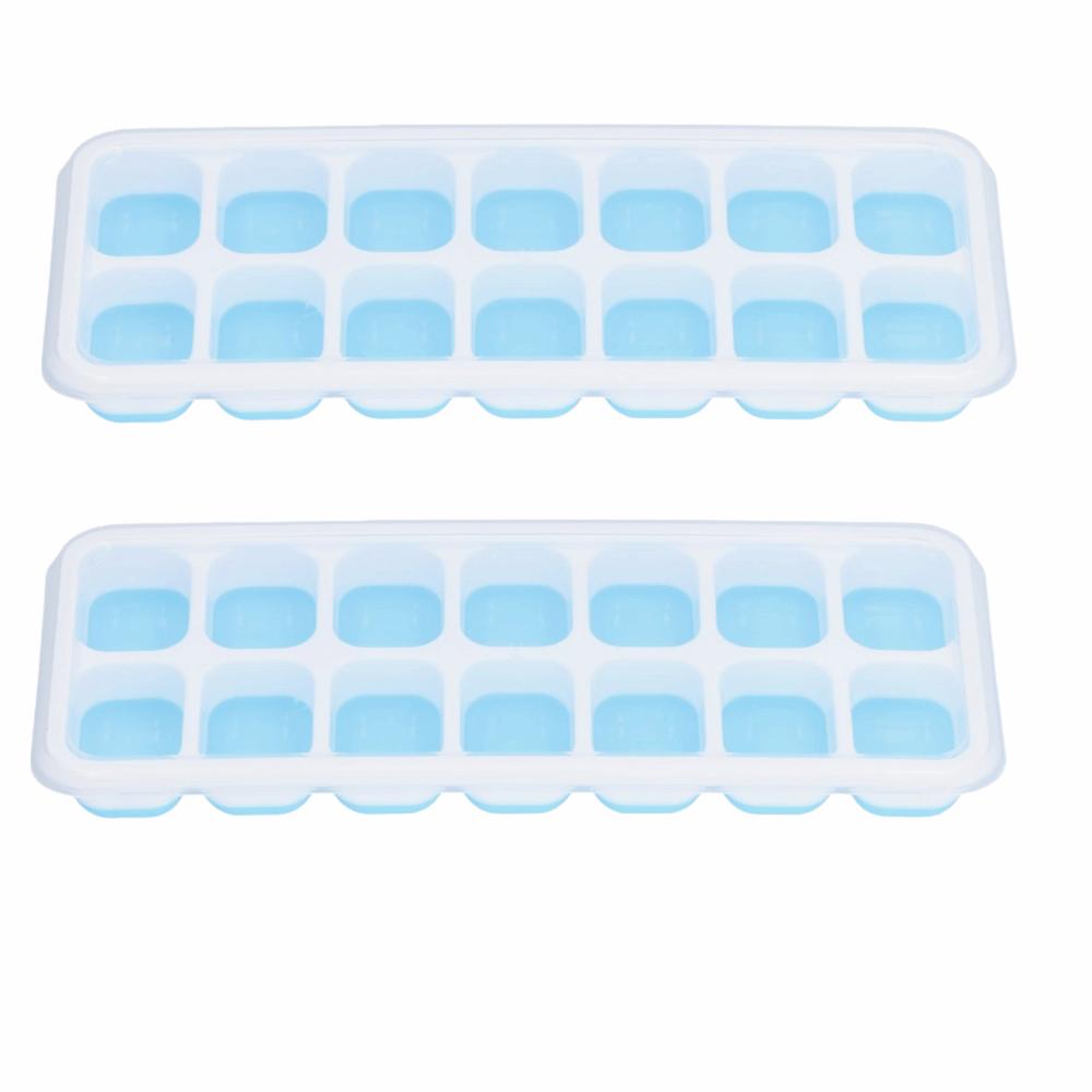 2pcs Food Grade Silicone Ice Cube Tray Removable Lid Freezer Ice Mold Stackable Ice Cube Mold Home