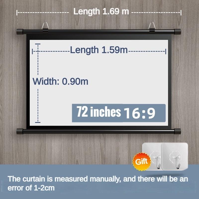 60/72/84 Inches Projection Screen Entertainment Projector Curtain HD Mobile Portable Tripod Screen