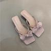 Fashion Summer New Style Fashionable Comfortable Women Slippers Elegant Slipper Bow Shoes Women Casual Open Toe Flat Heel Slippers