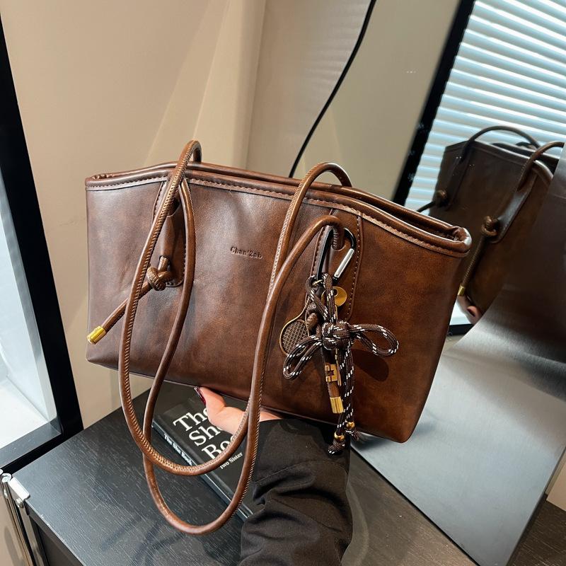 Сумка-тоут премиум-фактуры, новинка 2024 года, модная женская сумка через плечо, вместительная сумка для поездок на работу