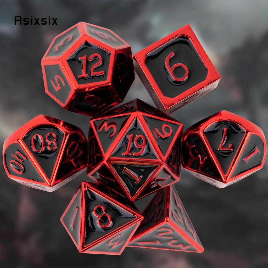 7 шт., черные, красные стандартные металлические кубики, набор цельнометаллических многогранных кубиков, подходящий для ролевой игры, настольной игры, карточной игры