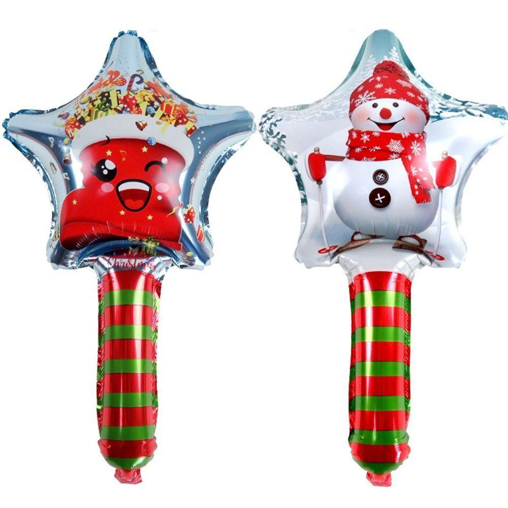 Holding Balloon Cane Candy Christmas Decoration Christmas Ornaments Foil Balloons Inflatable Stick