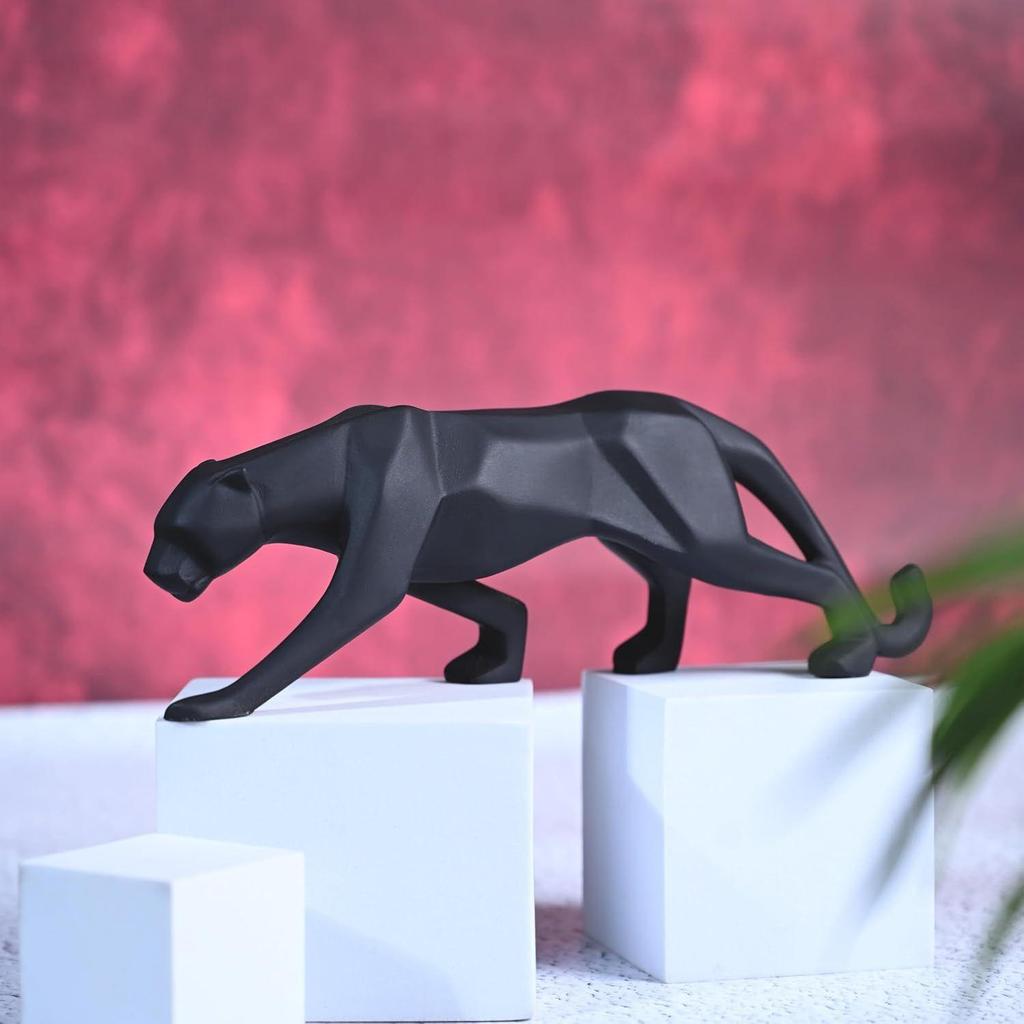 Современные геометрические фигурки черной пантеры и ягуара – уникальные скульптуры животных для домашнего декора, гостиной, спальни
