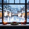 Easy Peel Glass Clings 9PCS Christmas Static Stickers, Snow-covered Landscape Removable PVC Decals, Seasonal Art Waterproof for Store Windows