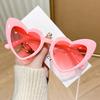 Vintage Retro Heart-Shaped Transparent Pink Shiny Sunglasses For Girls Beach Party Birthday Photo Fashion Eyewear