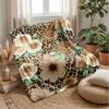 Leopard Roses and Bow Theme blanket Lightweight Warm Flannel Blanket Decorative Throw Blanket for Home Decoration