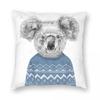 Winter Koala Humor Square Pillowcase Polyester Linen Velvet Creative Zip Decorative Sofa Seater Cushion Case