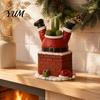 Christmas Gift for Gardeners Santa Claus in Smokestack Flower Pot Ornament, Resin Decorative Plant Unique Holiday Table Centerpiece Container,
