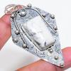 Natural Howlite Jasper, Topaz 925 Sterling Silver Jewelry Pendant 2.88" ZS-811