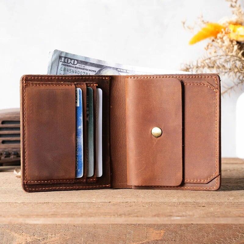 Кошелек из натуральной кожи ручной работы с карманом для монет для мужчин, кошелек из натуральной кожи, лучший мужской кошелек из натуральной кожи