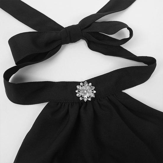 Женский ретро-топ в стиле стимпанк с высоким воротом, декорированным бантом, кружевом, однотонным длинными рукавами-колокольчиками, однобортным, с присборкой