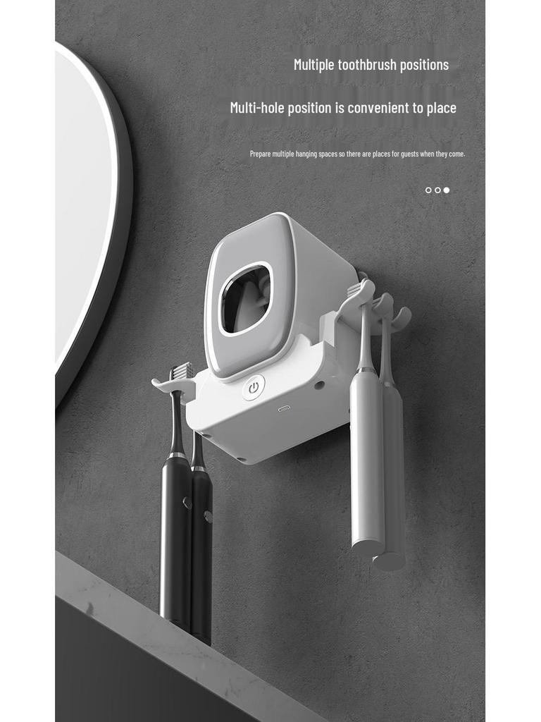 Умный УФ-держатель для зубных щеток и автоматический дозатор зубной пасты с двумя стаканчиками.