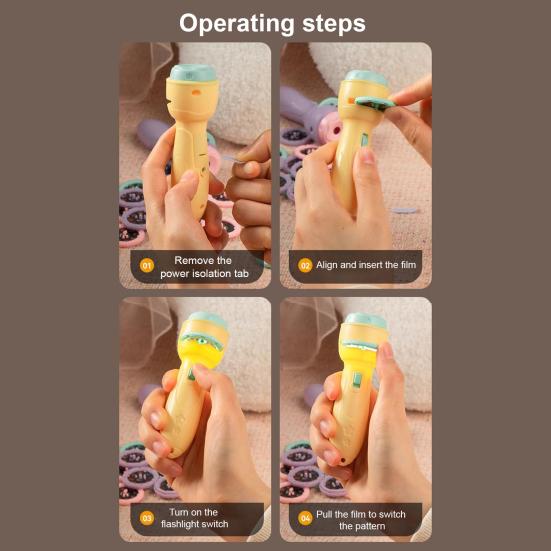 Kids Projector Flashlight Toy with 48 Images & 6 Discs Educational Storytelling Light for Early Learning & Bedtime Imaginative Play Flashlight Toy