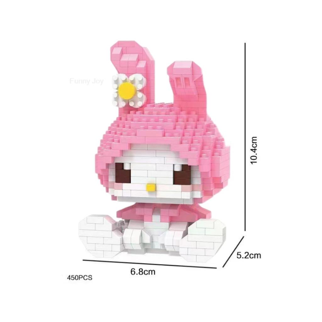 Cartoon Anime Blocks Kuromi My Melody Cinnamoroll Mouse Building Blocks Doll Toy Kids Birthday Gift