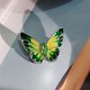 Women Brooch Retro Butterfly Shape Dripping Oil Emerald Rhinestone Decor Anti-slip Suit Coat Collar Hat Scarf