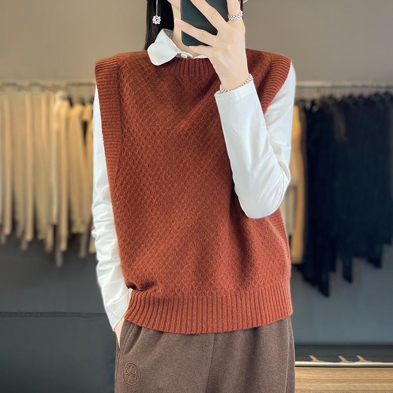 Женский кашемировый жилет Qinghe Cashmere 30% кашемир 70% шерсть Женский осенне-зимний кашемировый жилет мягкий и теплый