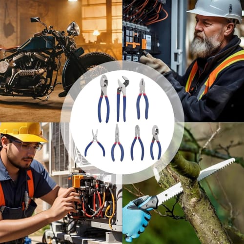 SOYANGNEK 7-Piece Pliers Set, Heavy-Duty Pliers, Long-Nose Pliers, Diagonal Cutting Pliers, Needle-Nose Pliers, Electrician, Home Repair Tools, Steel