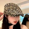 Korean Style Leopard Print Beret Classic Newsboy Cap Retro Leopard Painter Hat  Female