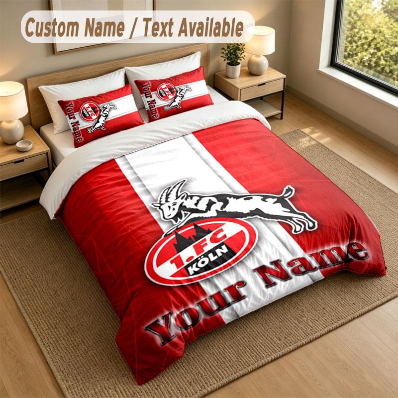 Bedding Set 1 Duvet Cover 2 Pillowcases FC Köln Print Soft Bed Linen Bedroom Decor