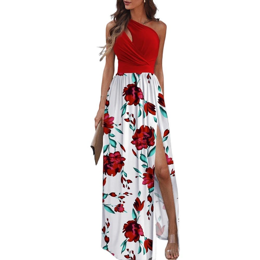 GMXIA Женская мода лето весна повседневные платья без рукавов с цветочным принтом