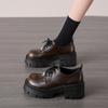 Fashion 2024 Autumn and Winter Thick Sole Loafers Women Small Leather Shoes New Square Heels Lace-up Muffin Mary Jane Shoes