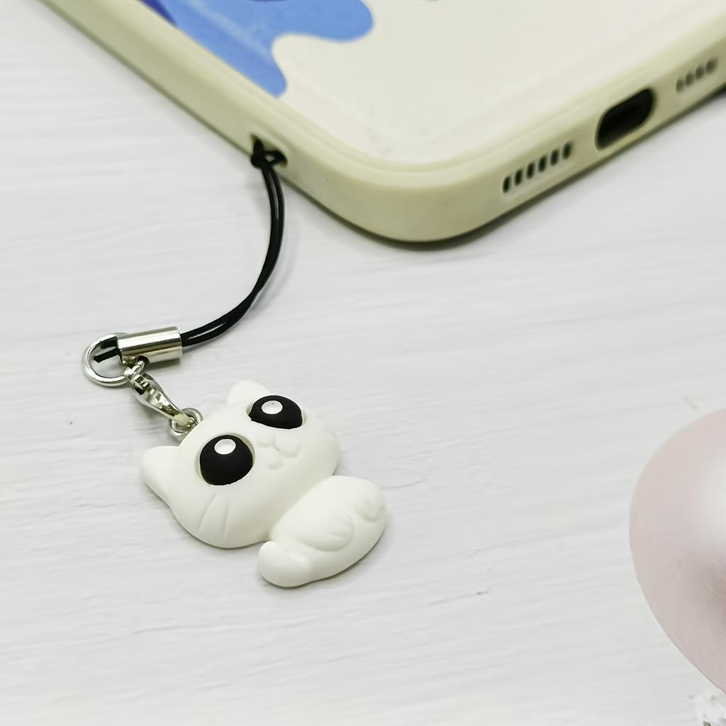 1 Милый кошачий шнурок-подвеска для телефона, Очаровательный дизайн с черно-белой кошкой, Подходит для чехлов для телефонов, сумок и чехлов для наушников