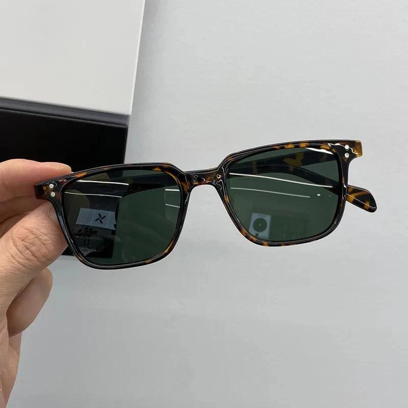 Leopard Dark Green Square Sunglasses Man Shades Male Sun Glasses Brand Designer Travel Vintage Sun Glasses