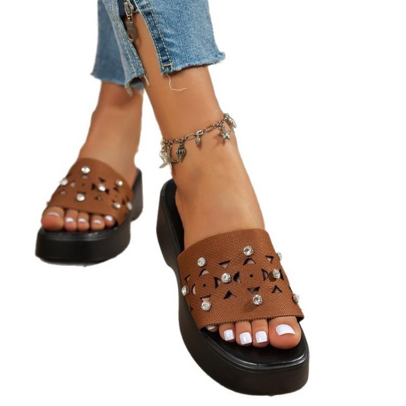 Обувь на толстой подошве Шлепанцы на одно плечо Губчатые сандалии Повседневные шлепанцы с перфорацией