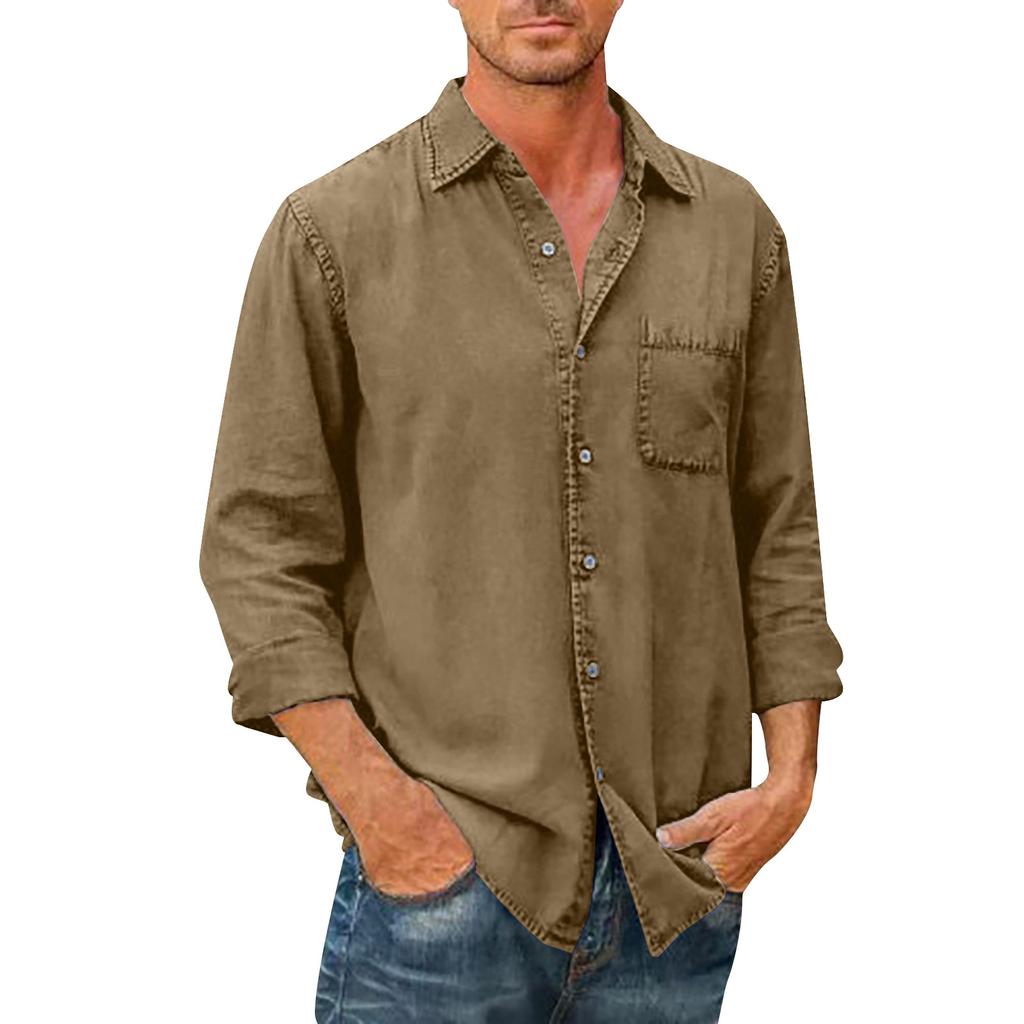 Дизайнерские весенне-летние мужские повседневные хлопковые льняные рубашки с длинным рукавом, свободные рубашки