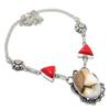 Natural Polka Dot Agate, Coral 925 Sterling Silver Jewelry Necklace 18" G5M62