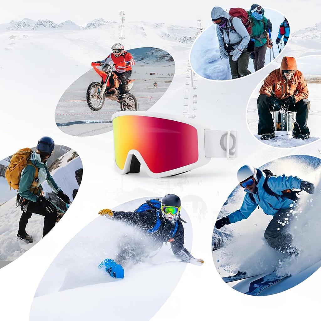 Anti-fog ski goggles for adults UV400 - white