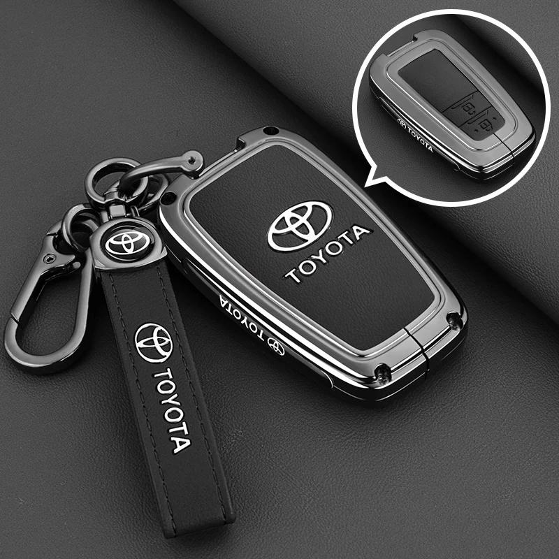 QHJS9 Leather Car Key Case Cover Shell for Toyota Alphard Crown Vellfire Previa - Anti-Scratch Key Protector with Keychain