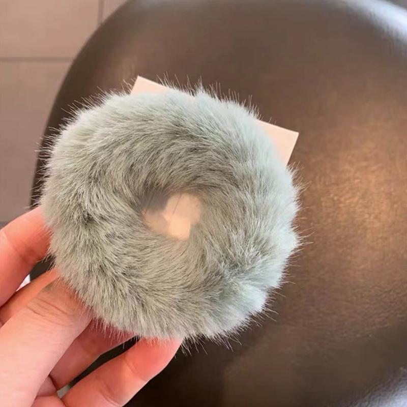 Girls Mink Fur Ponytail Holder Elastic Plush Hair Ring Faux Rabbit Fur Scrunchies Hair Rope Elastic