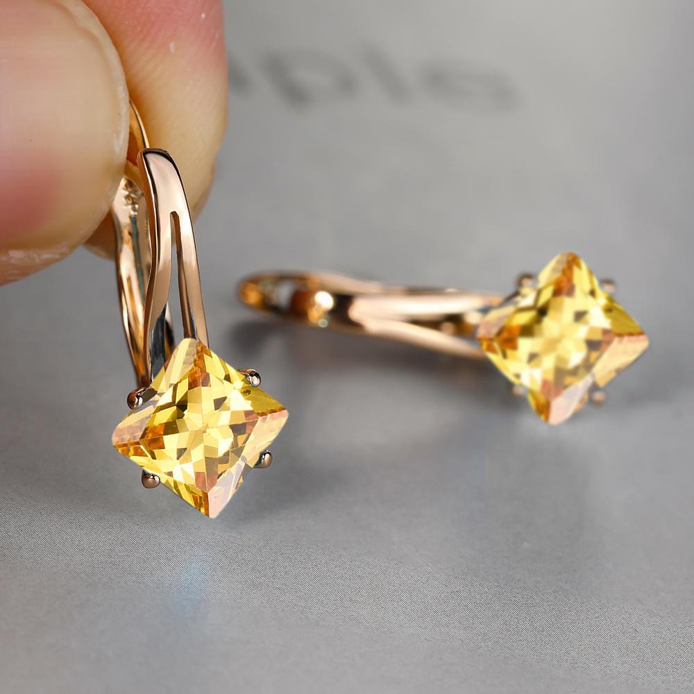 Изысканные серьги, модные ювелирные изделия, золотой цвет, бриллиантовая огранка, аквамариновый камень, камень-талисман, невеста, принцесса, помолвочные серьги AVE