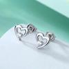 Huitan Fancy Heart Stud Earrings with Round CZ  Color Shiny Teen's Ear Piercing Accessories Gift Fashion Jewelry for Women