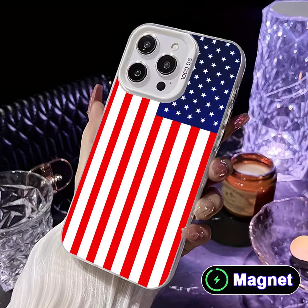 США Флаг Америки Белый Полупрозрачный Чехол для Мобильного Телефона MagSafe для iPhone 17 16 15 14 13 12 11 X XR XS Air Pro Max Plus