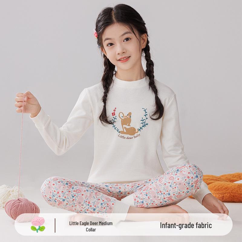 Детская теплая хлопковая пижама: Водолазки и брюки для мальчиков и девочек
