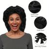 Long Satin Bonnet for Women - Double Layer Elastic Silk Bonnet for Braids Hair Sleeping Cap with Tie Band