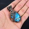 Turquoise Gemstone Pure Copper Wire Wrapped Handmade Pendant Jewelry