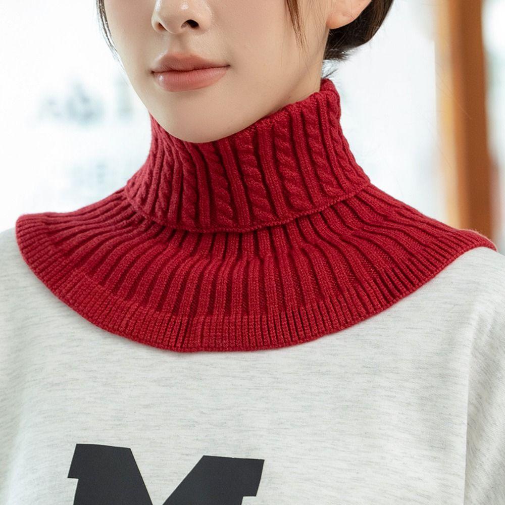 Solid Color Wraps Knitted Bib Warm Scarf Wool Scarf Simple Turtleneck Fake Collar  Autumn Winter
