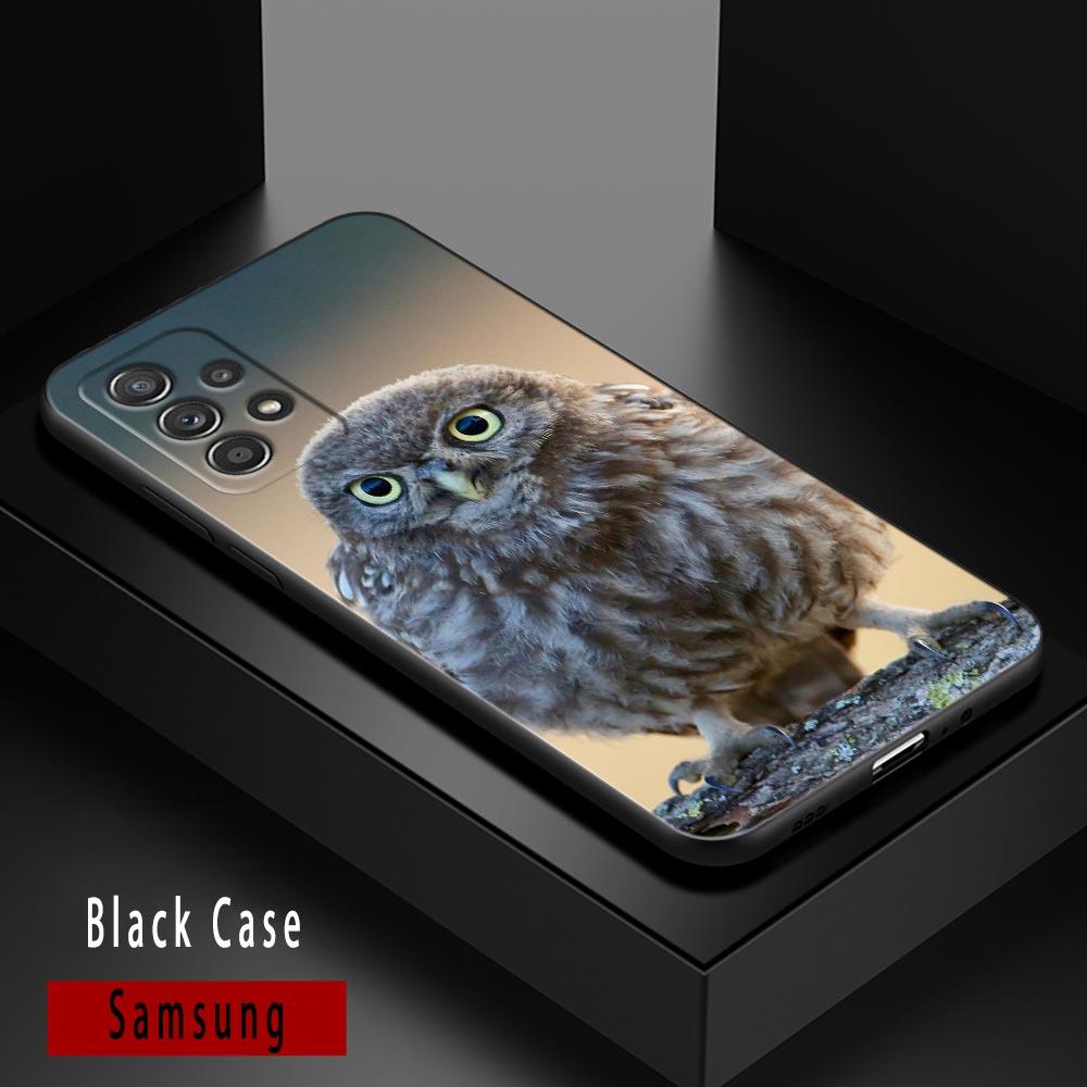 Cute Baby Owl Animal Cases For Samsung Galaxy A52 Funda Samsung A52s A54 A53 5G A72 A73 A33 A31 A32 A51 A71 A41 Soft Black Cover