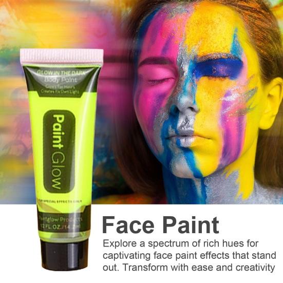 14.2ML UV Neon Face Paint Glow In The Dark Blacklight Fluorescent Water-Based Paint Washable Kids Adults Music Festivals Party Cosplay Makeup