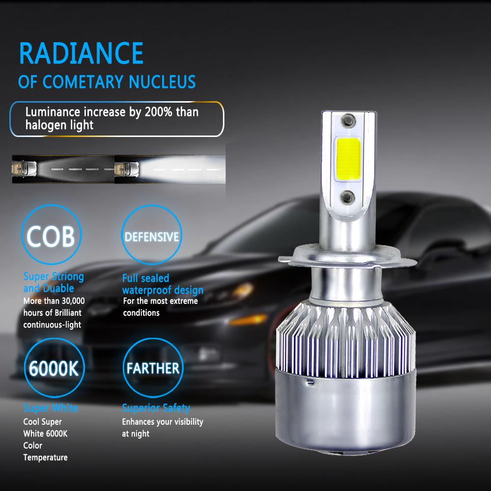 2pcs C6 72W H11 H4 Hi/Lo H1 H7 COB LED H11 HB3 9005 HB4 9006 Car Headlight Bulbs Car Fog Light 12V 7200LM Auto Headlamps