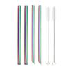 4 шт. разноцветных 12 мм многоразовых металлических трубочек Boba с 2 кисточками 304 нержавеющая сталь трубочки набор для бара питьевая изогнутая трубочка для Bubble Tea